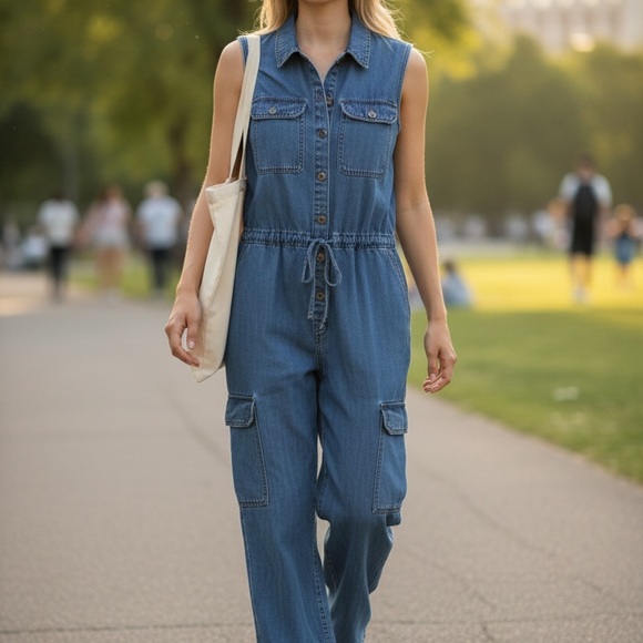 G-Star Sleeveless Denim Jumpsuit - Picture 2 of 7